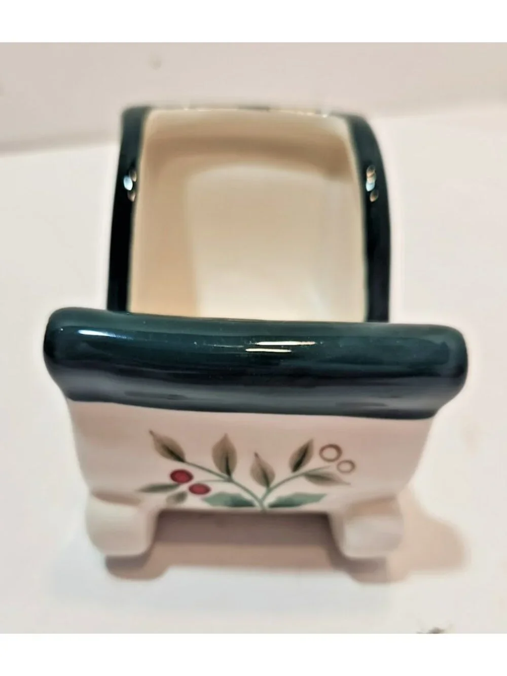 Vtg Pfaltzgraff Winterberry Ceramic Sleigh Shaped Sweetener Holder